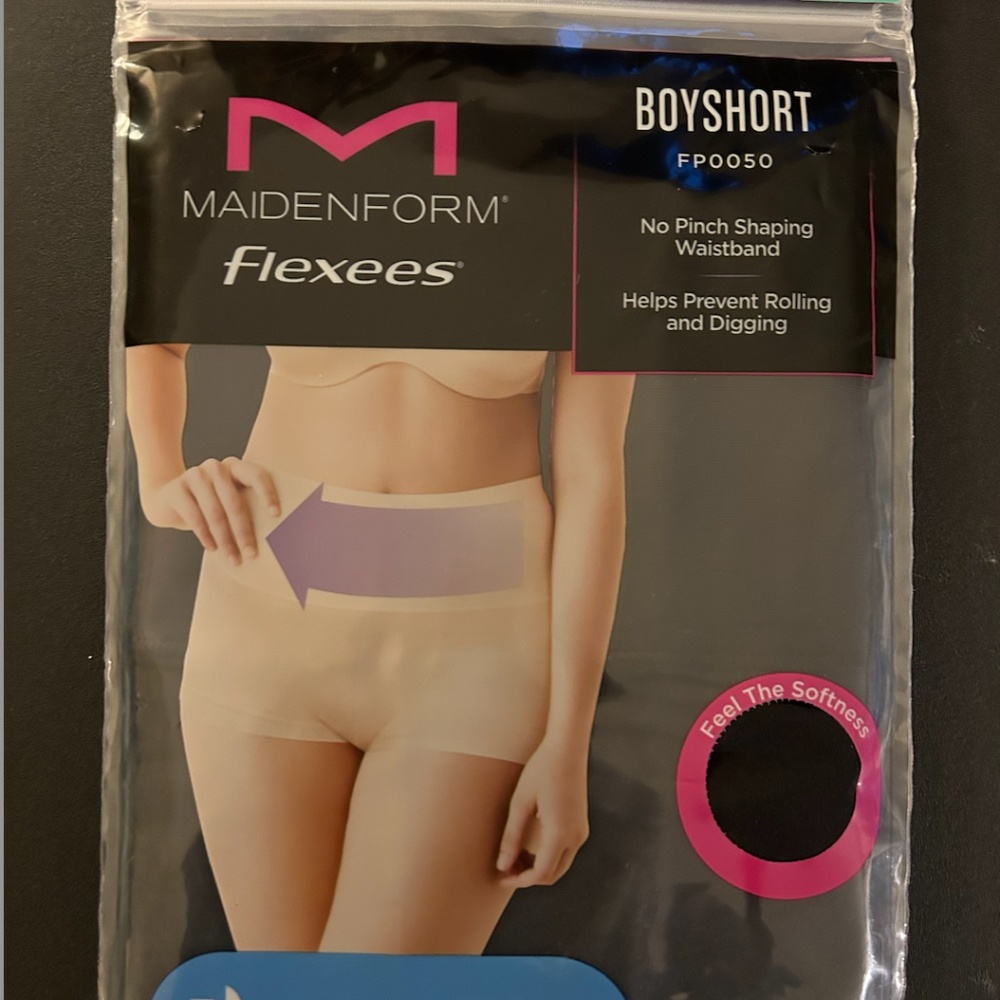 Maidenform Flexees Women's Tummy Shaping High Waist Boyshort Black NEW